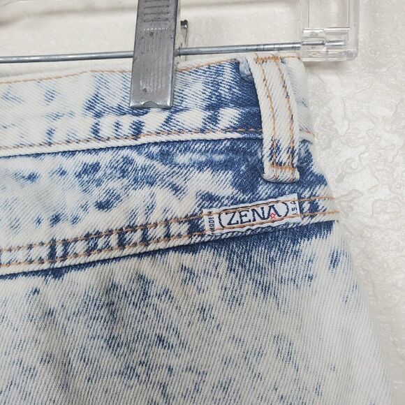 Vintage 90s Zena Acid Washed Bleached Patchwork New Directions Denim Blue Jeans - Picture 9 of 16